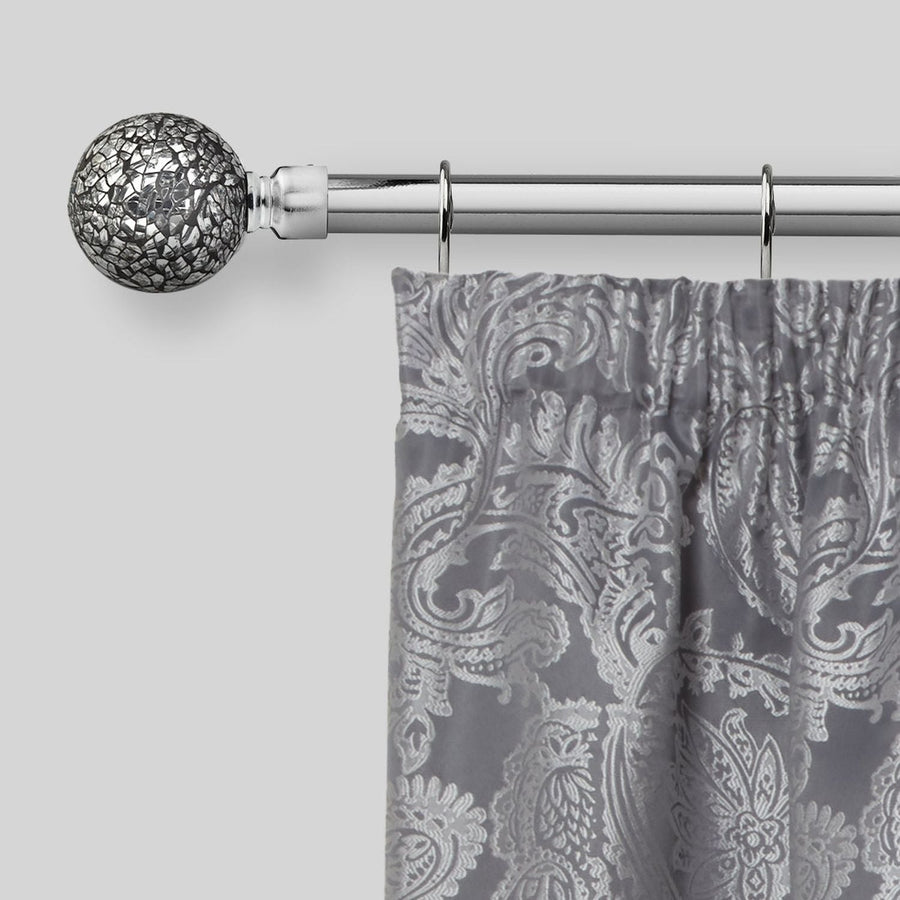 Chrome Cut Glass Extendable Curtain Pole with Rings