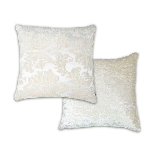 Damask Cream Jacquard Chenille Cushion (43cm x 43cm)