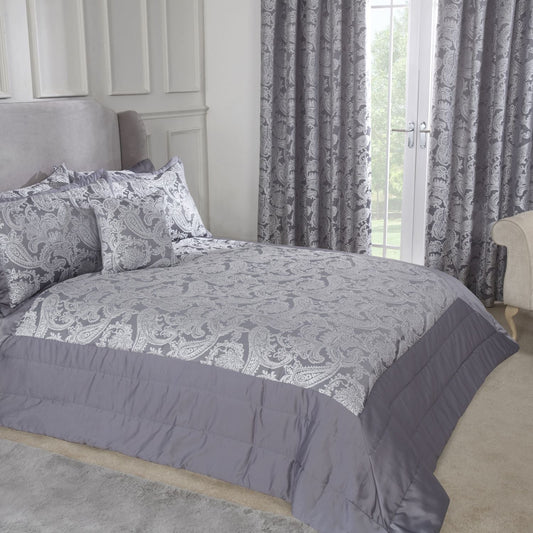 Duchess Silver Embellished Jacquard Quilted Bedspread Set