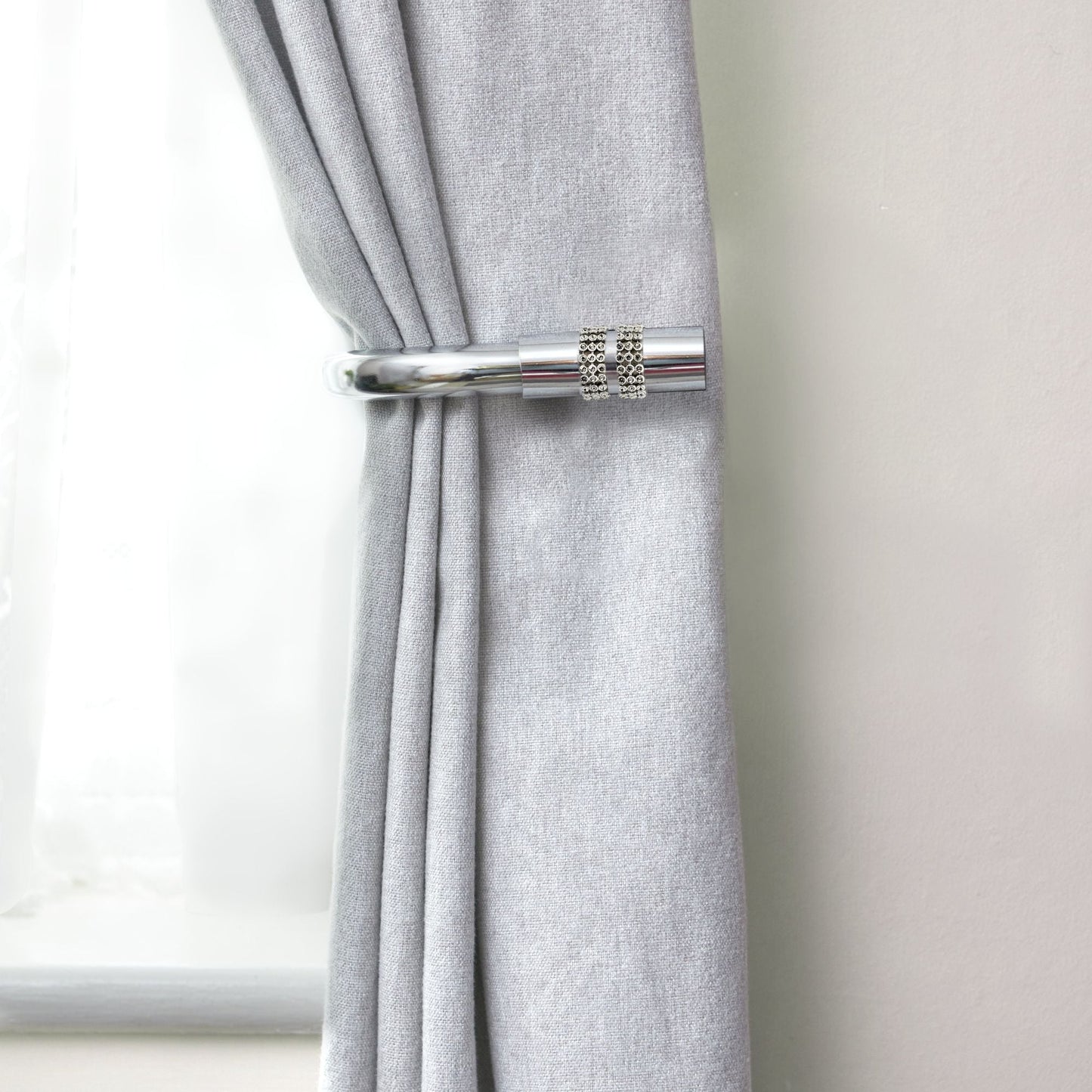 Chrome Diamante Curtain Holdbacks (Pair)