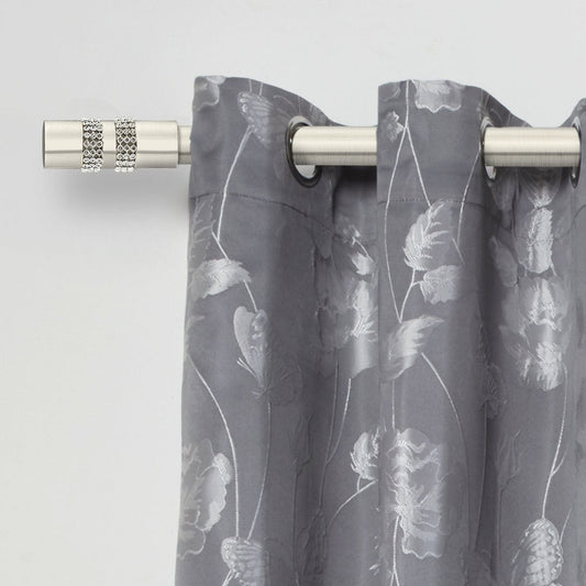 Brushed Silver Diamante Extendable Curtain Pole