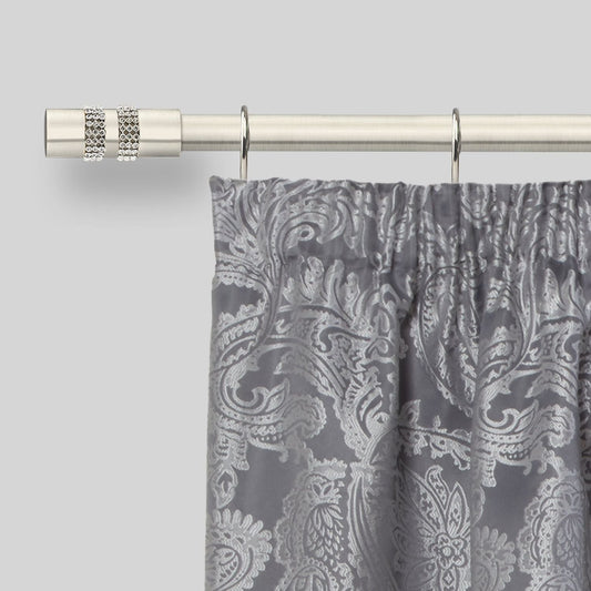 Brushed Silver Diamante Extendable Curtain Pole with Rings