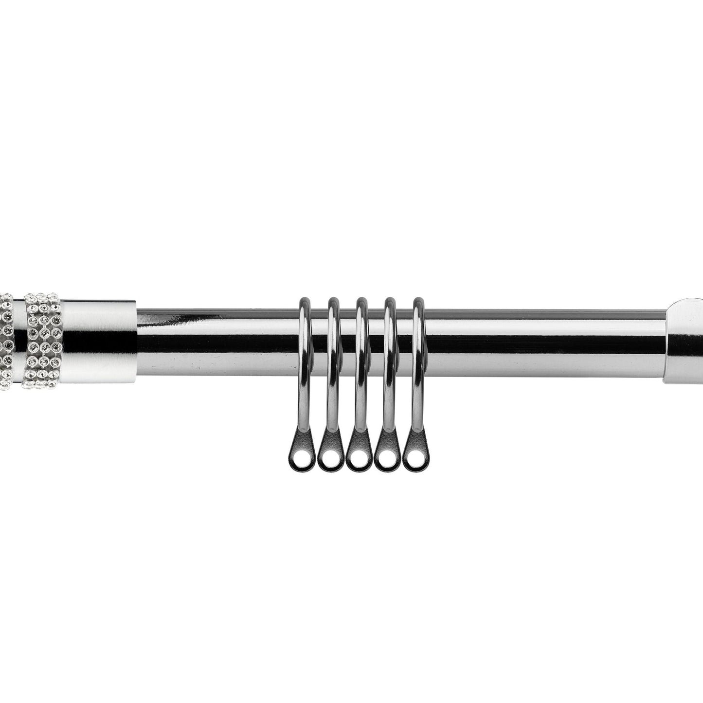 Chrome Diamante Extendable Curtain Pole with Rings