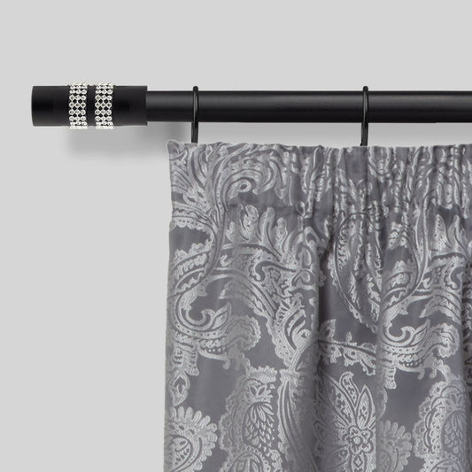 Matt Black Diamante Extendable Curtain Pole with Rings