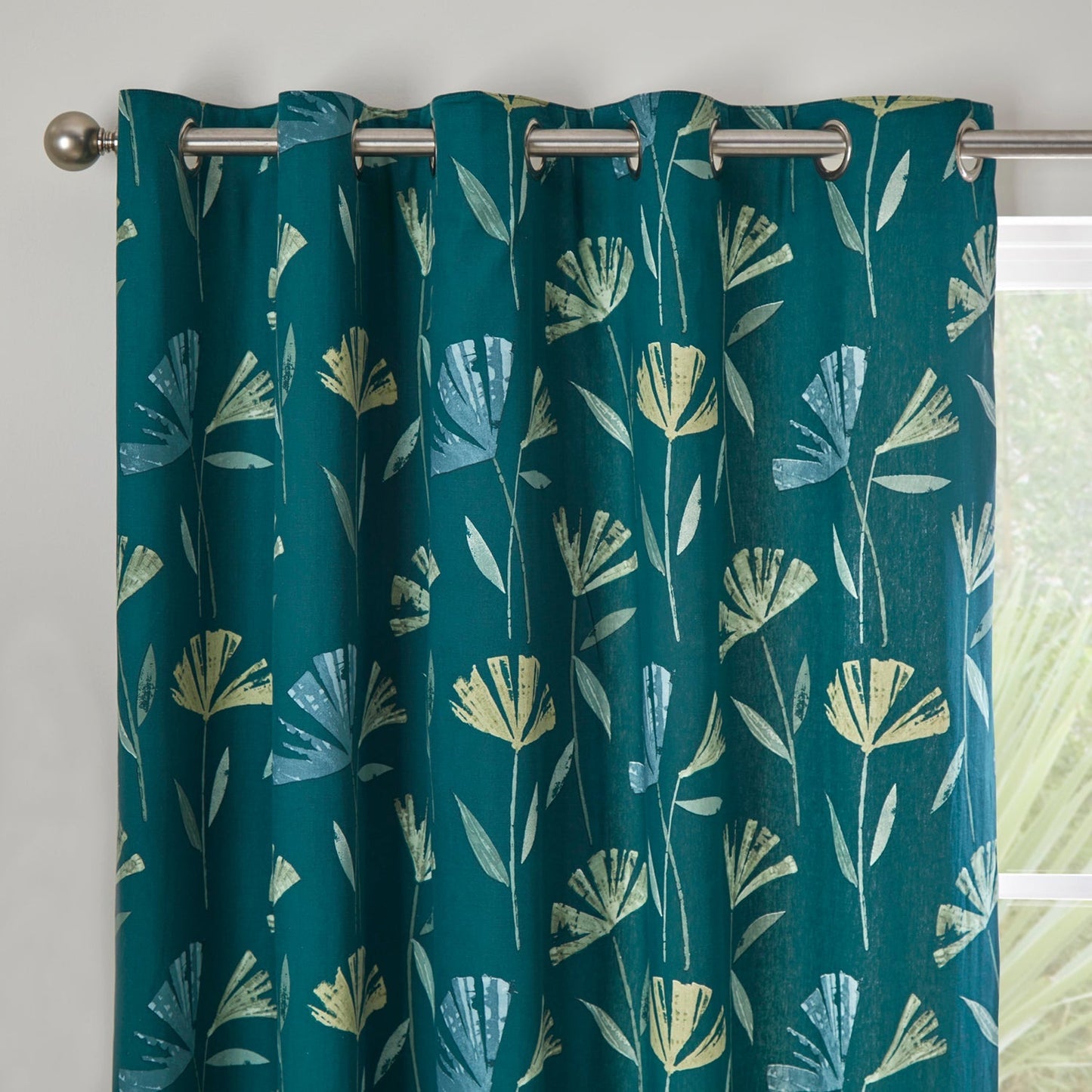 Dacey Teal Cotton Eyelet Curtains