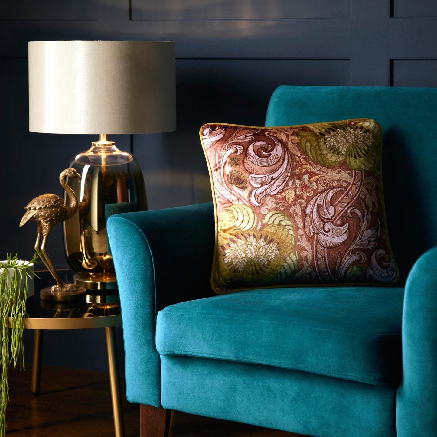 Laurence Llewelyn-Bowen Down the Dilly Terracotta Velvet Cushion (43cm x 43cm)