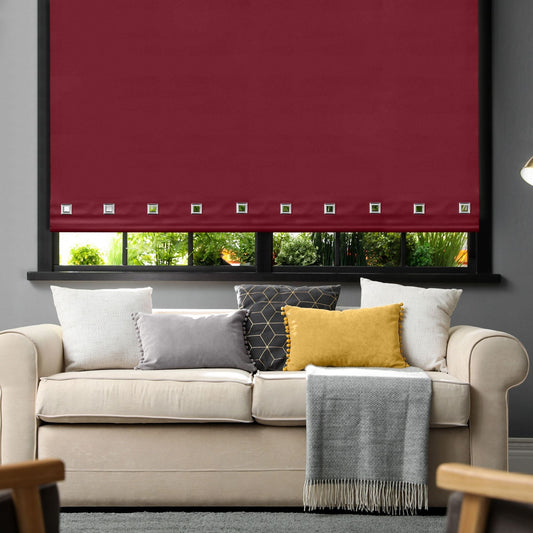 Red Square Eyelet Roller Blind