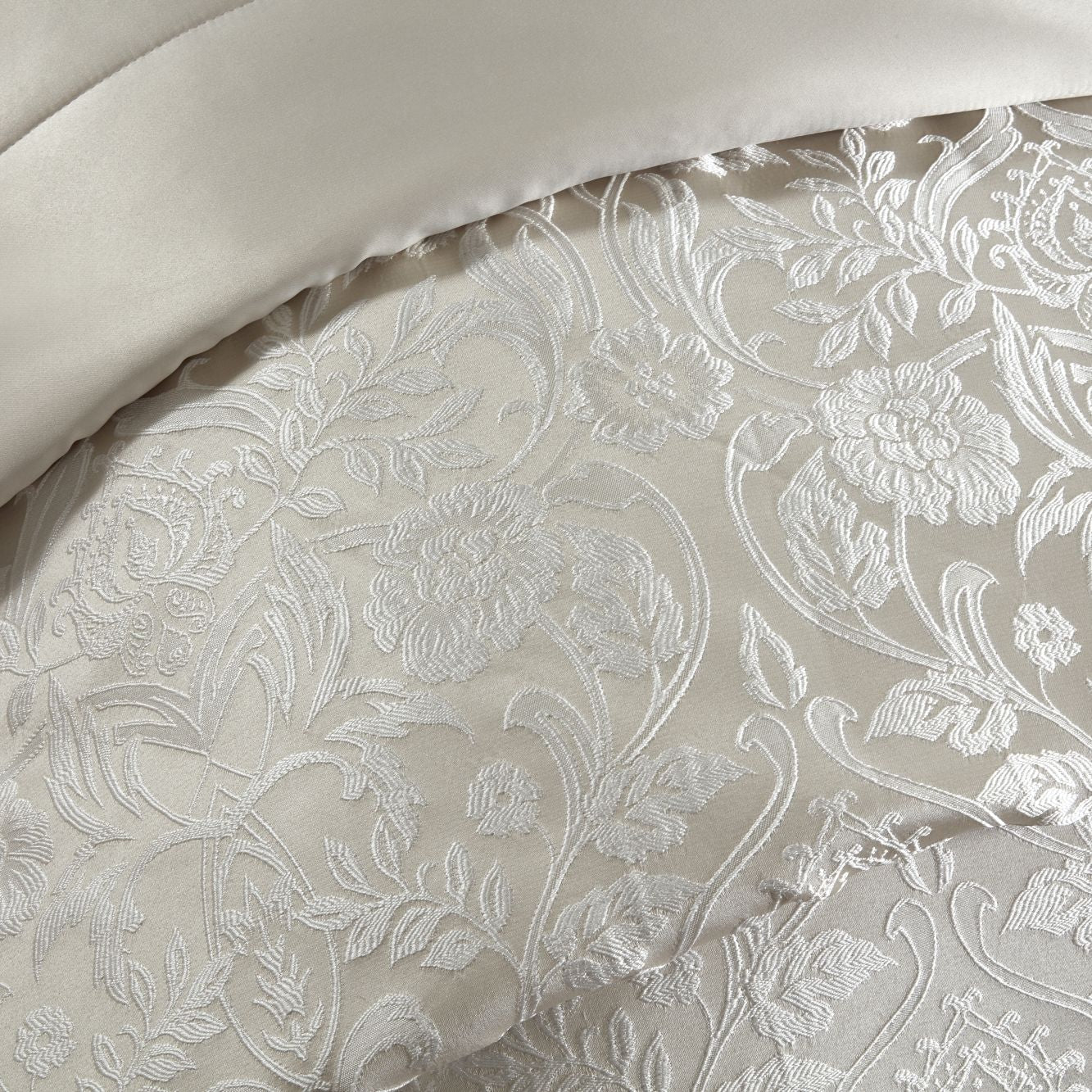 Eden Cream Embellished Jacquard Quilted Bedspread Set