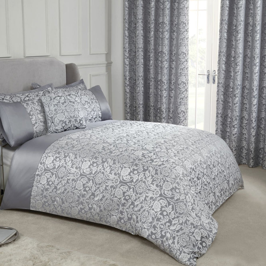 Eden Silver Embellished Jacquard Duvet Set