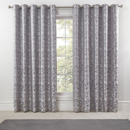 Eden Silver Lined Eyelet Jacquard Curtains