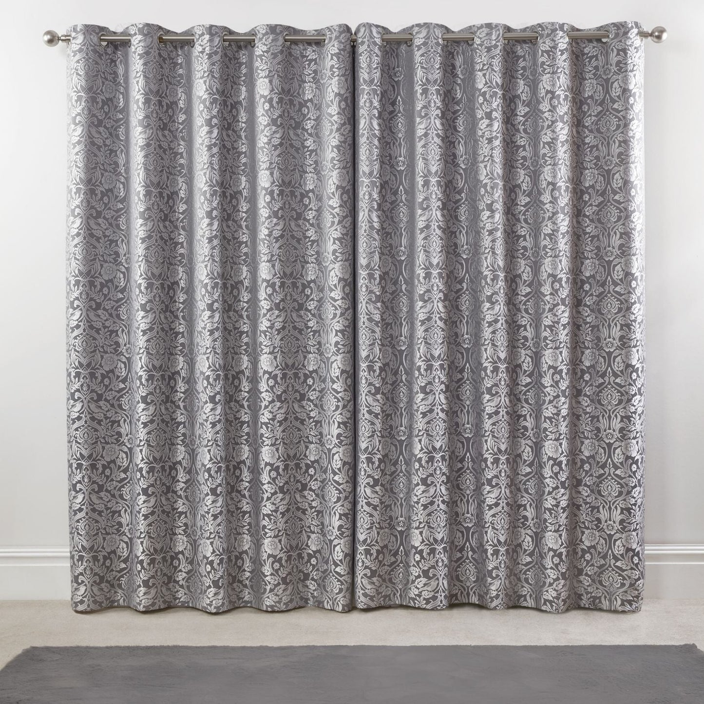 Eden Silver Lined Eyelet Jacquard Curtains