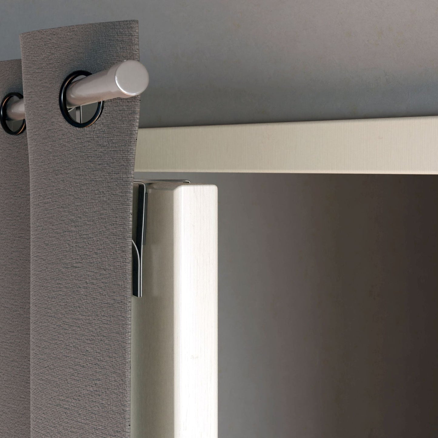 Silver Extendable Door Curtain Pole