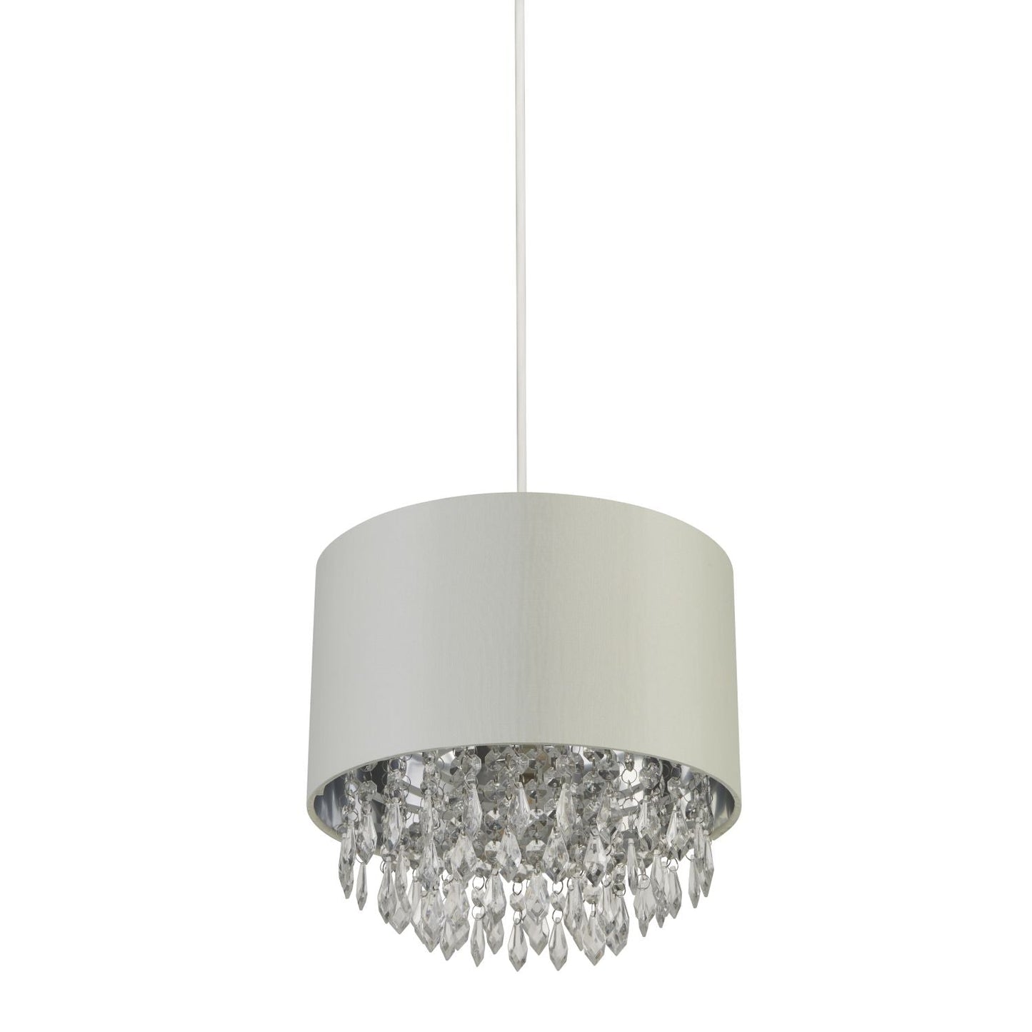 Easy Fit Silver Light Shade With Clear Beaded Drops