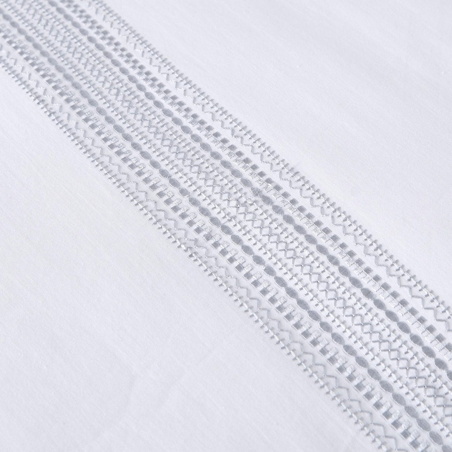 Embroidered Band White 200 Thread Count 100% Cotton Duvet Set