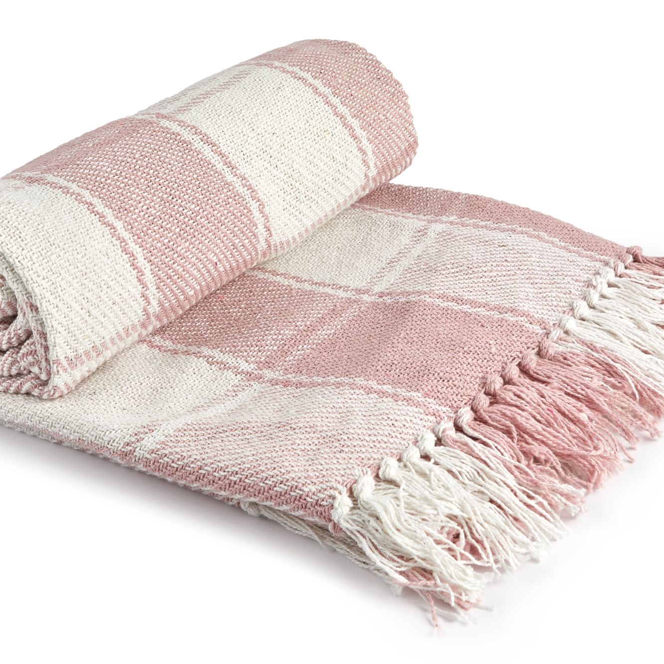 Blush Pink Frisco Recycled Cotton Throw