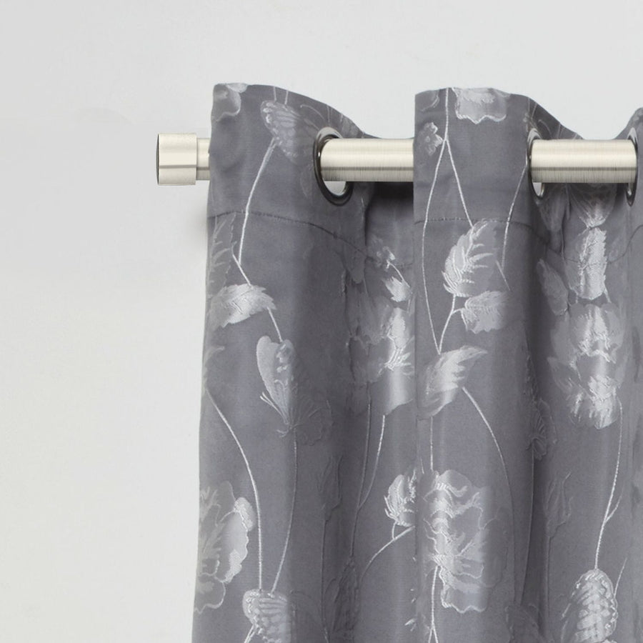 Brushed Silver Full Stop Extendable Curtain Pole