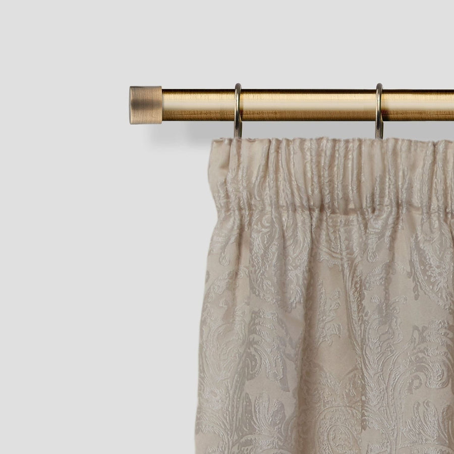 Antique Brass Full Stop Extendable Curtain Pole with Rings