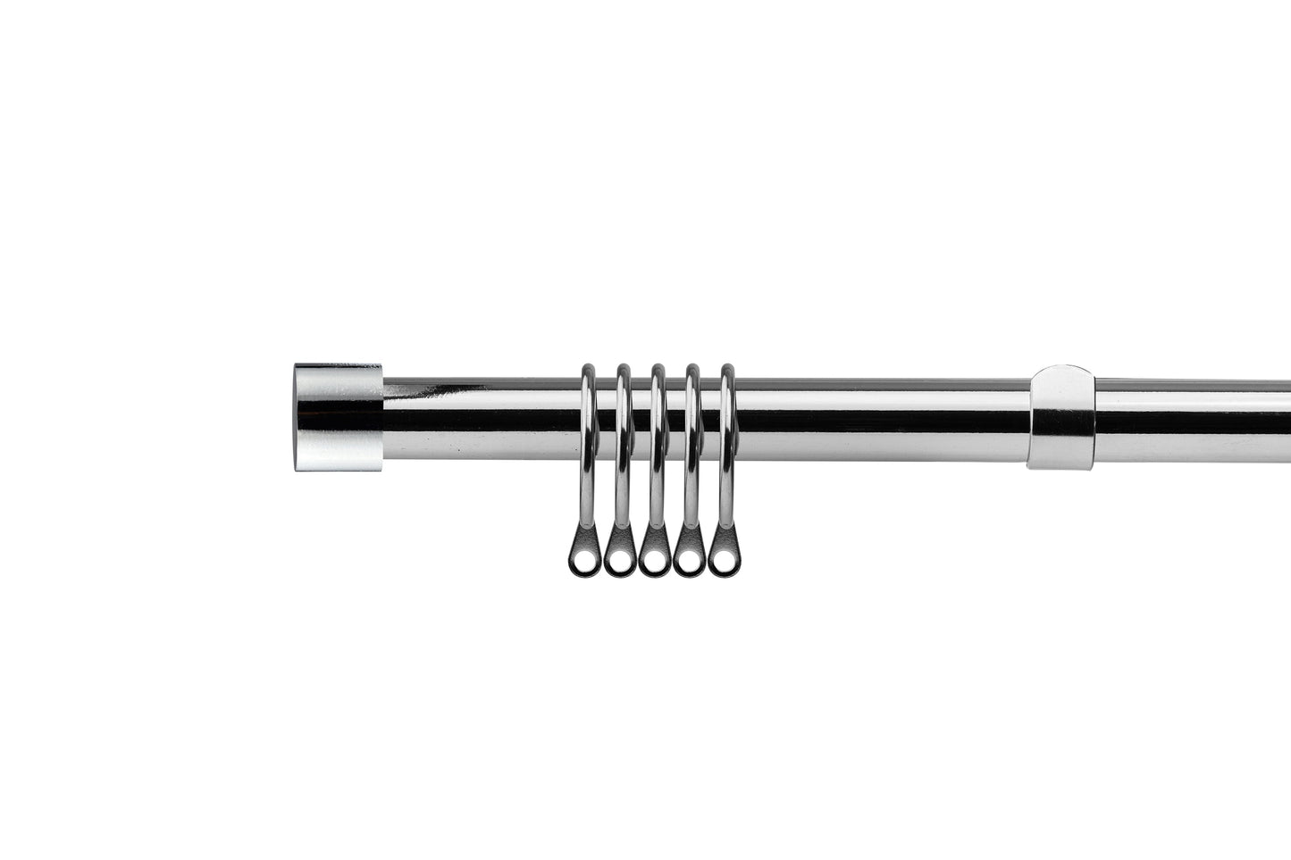Chrome Full Stop Extendable Curtain Pole with Rings