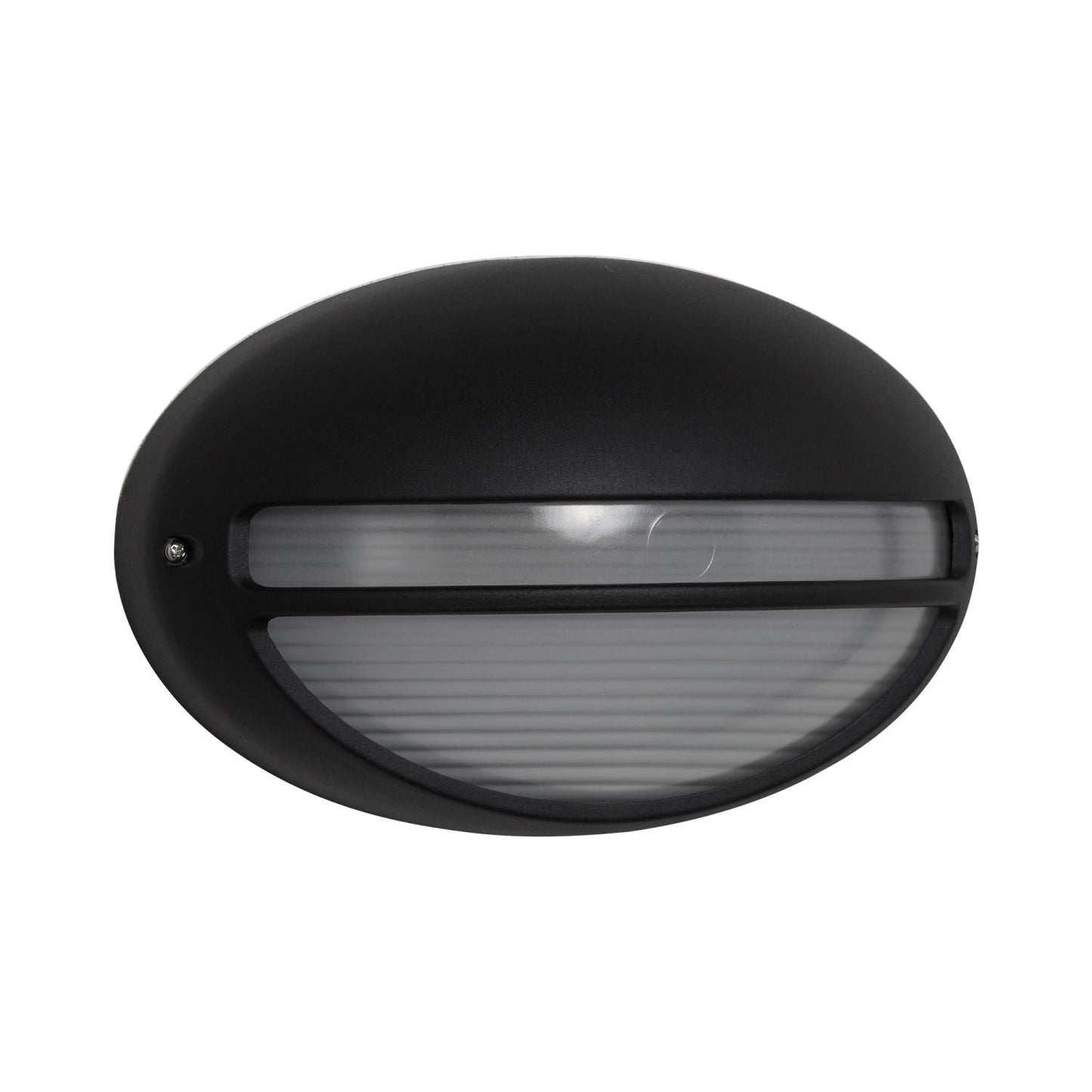 Black Oval Outdoor Light With Ridged Glass