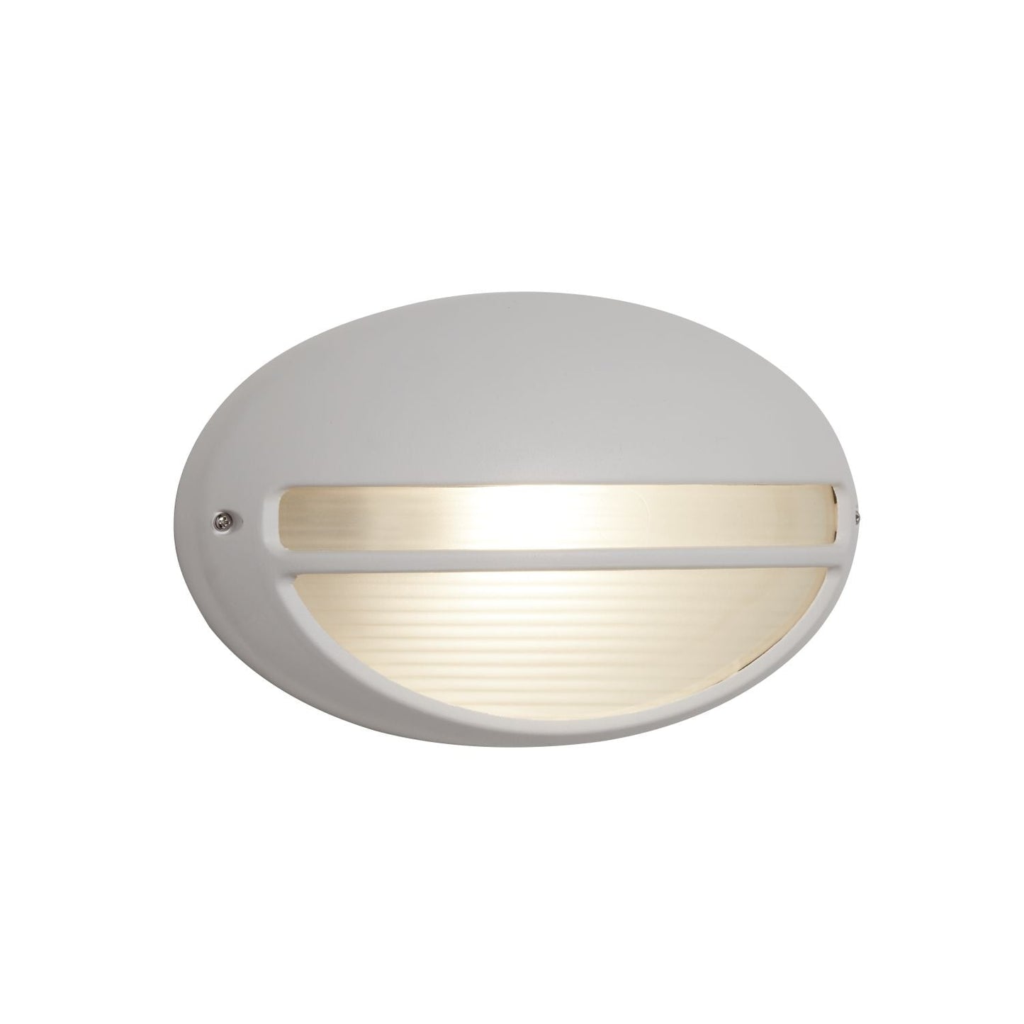 White Oval Outdoor Light With Ridged Glass