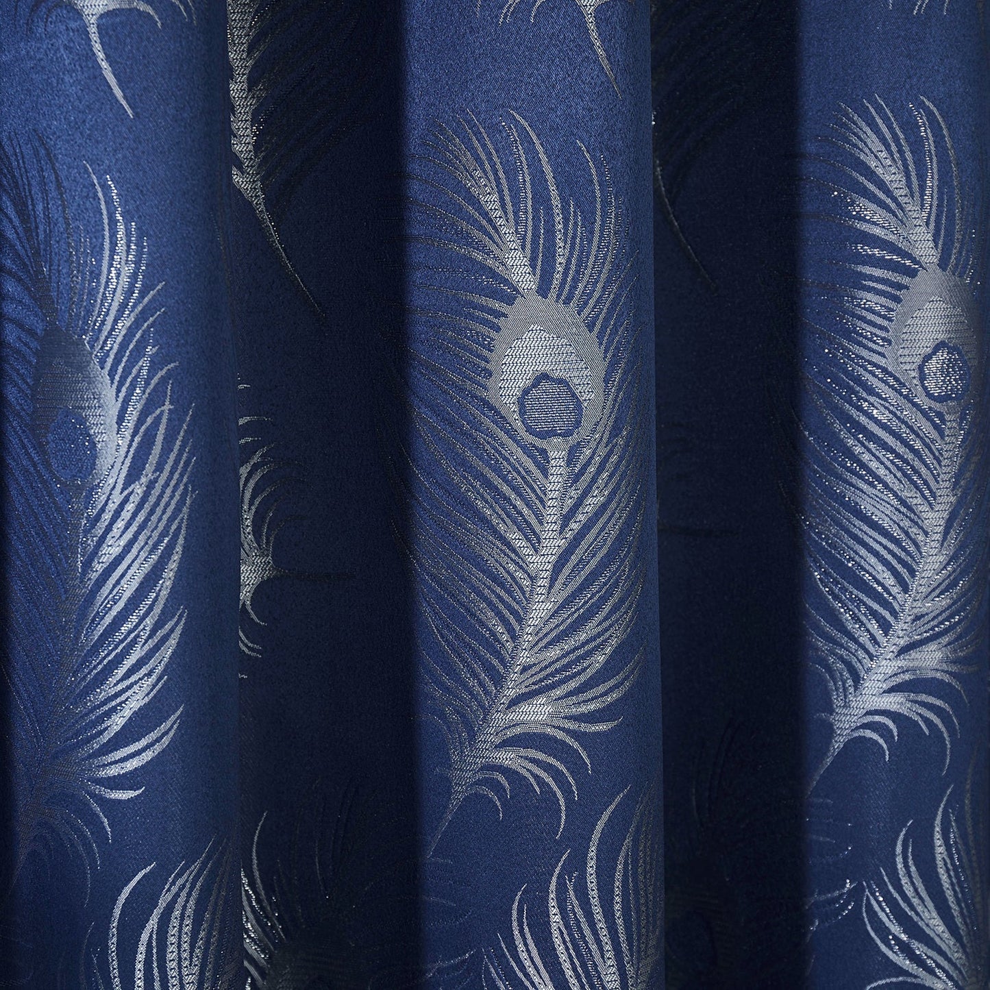 Feather Navy Blue Eyelet Curtains
