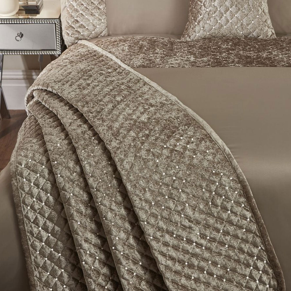 Glamour Mink Quilted Sequin Velvet Bedspread Set