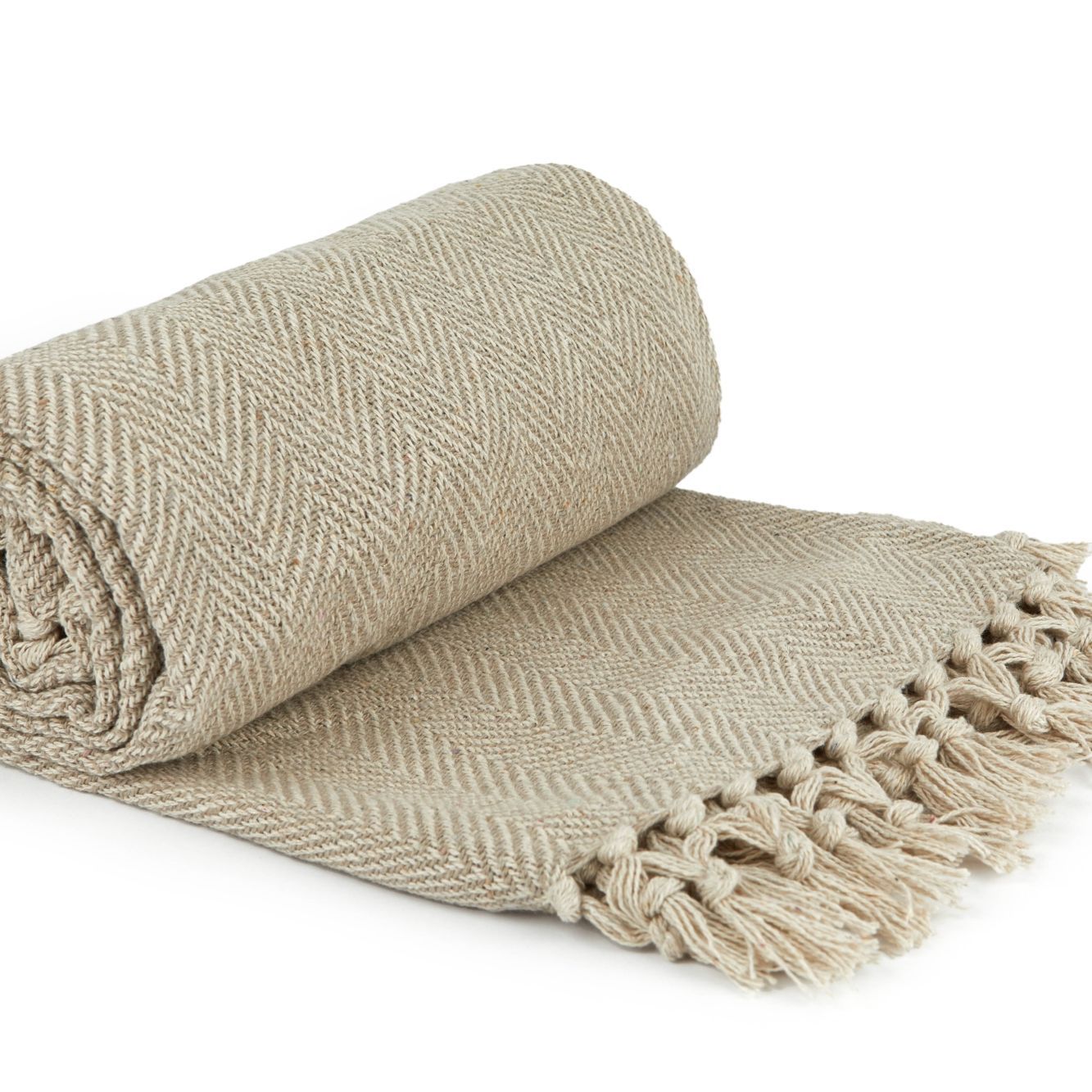 Herringbone Natural 100% Cotton Throw