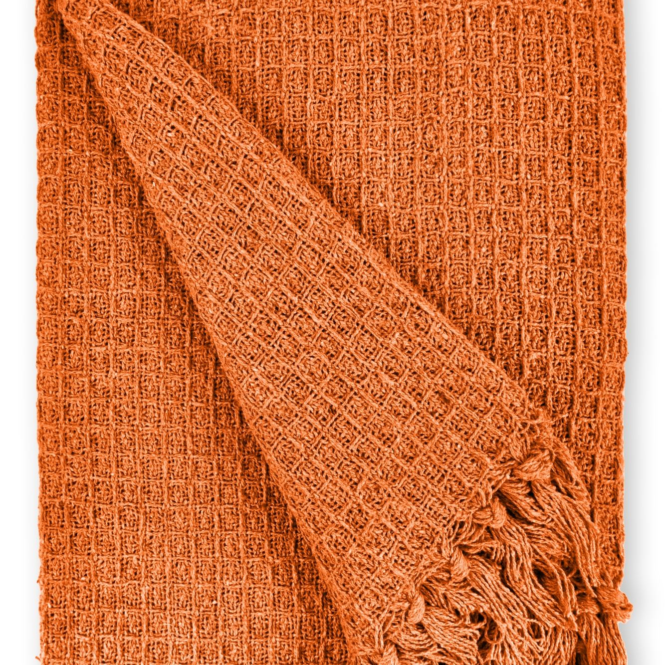Orange Honeycomb Recycled Cotton Throw