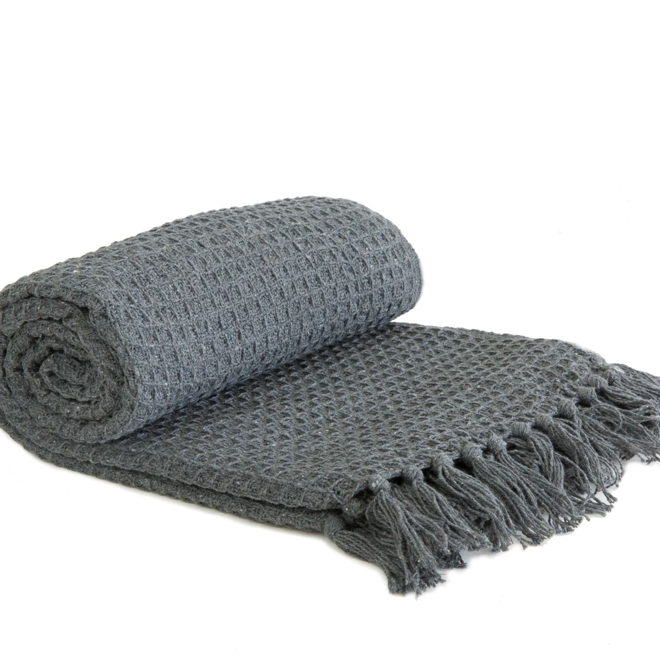 Charcoal Honeycomb Recycled Cotton Throw