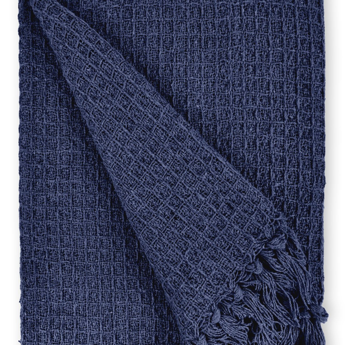 Navy Honeycomb Recycled Cotton Throw