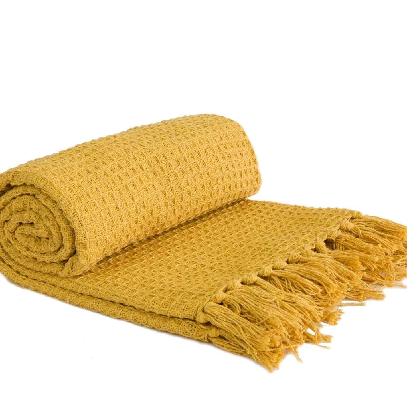 Ochre Honeycomb Recycled Cotton Throw