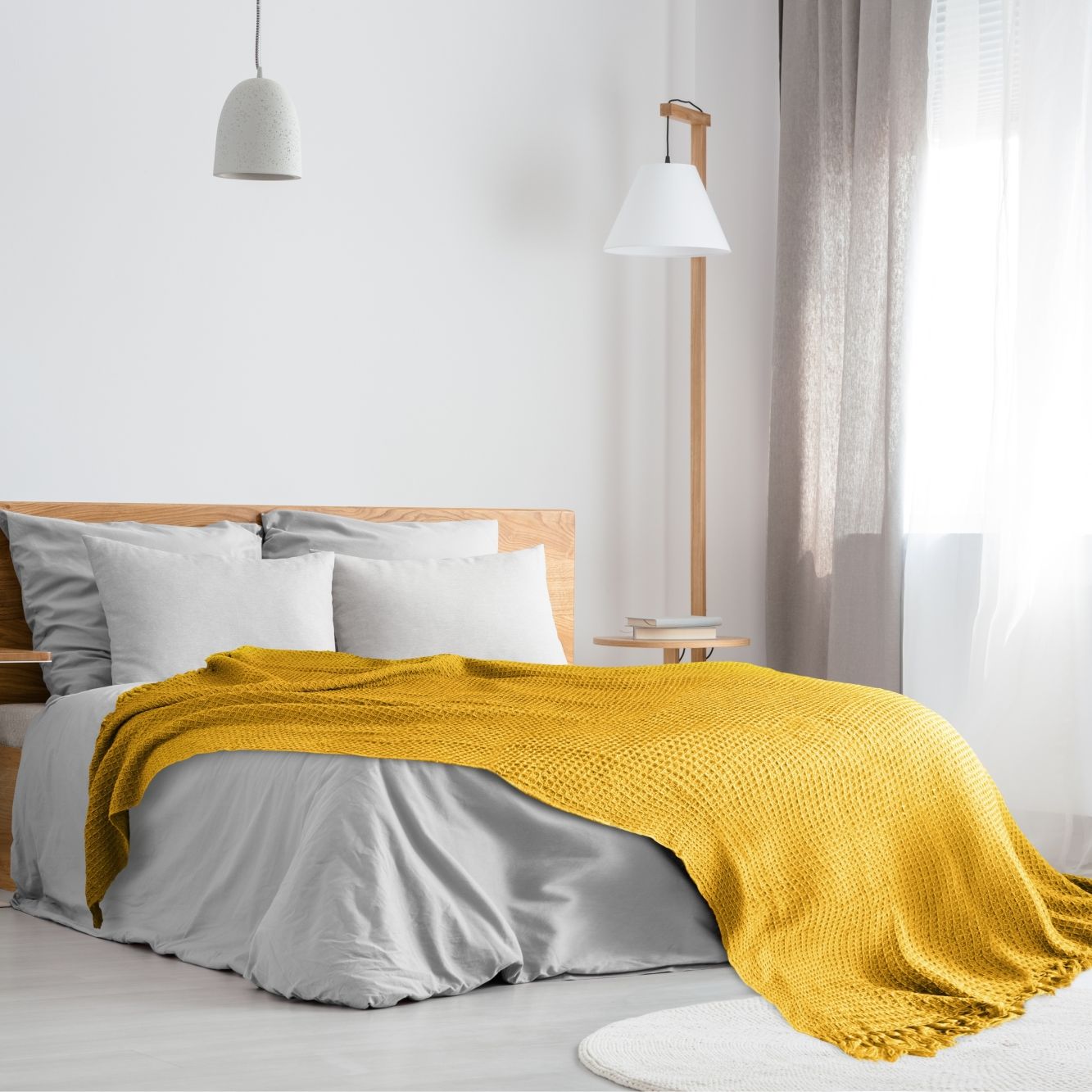 Ochre Honeycomb Recycled Cotton Throw