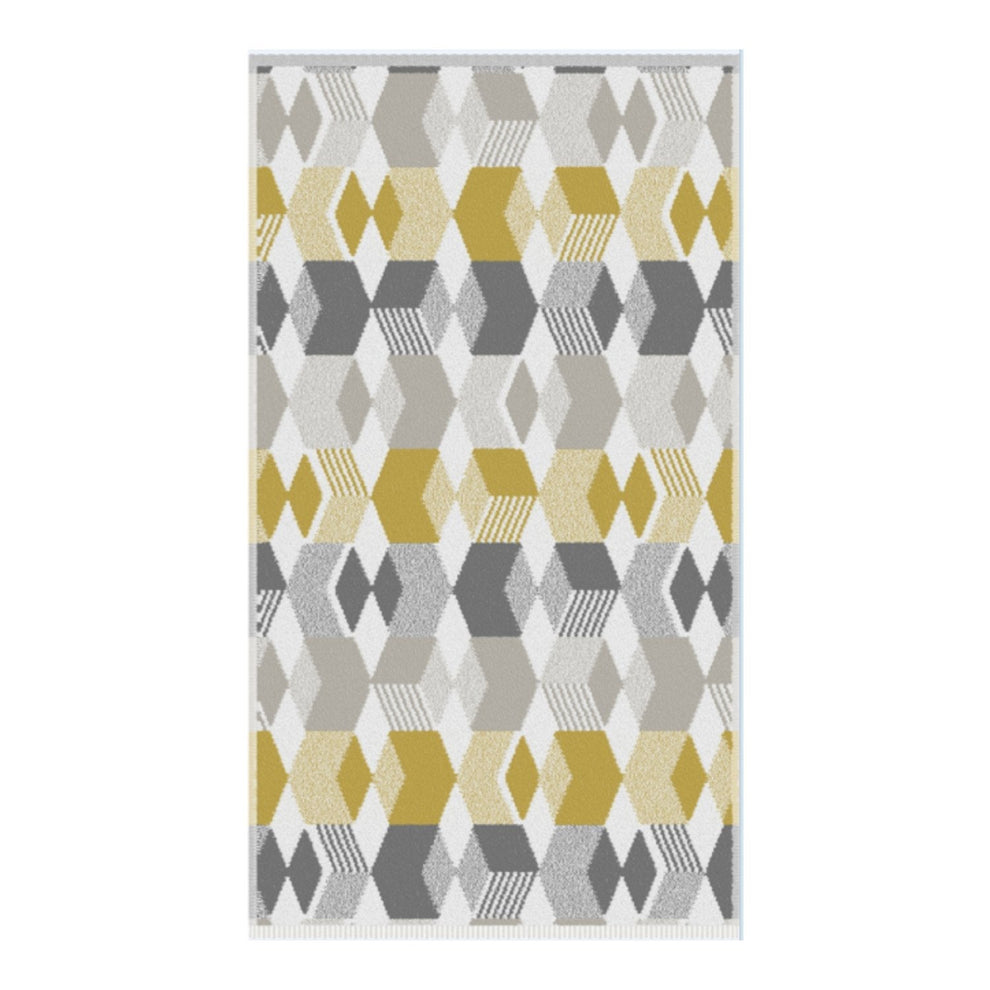 Hexagon Grey/Ochre Geometric 550gsm Cotton Towels Julian Charles Home