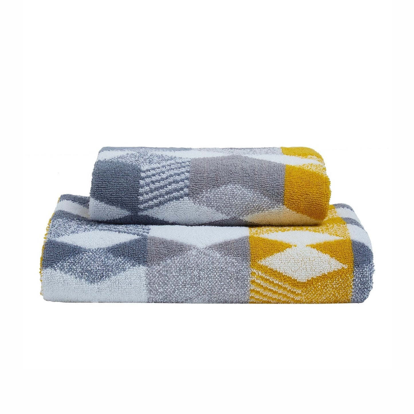 Hexagon Grey/Ochre Geometric 550gsm Cotton Towels