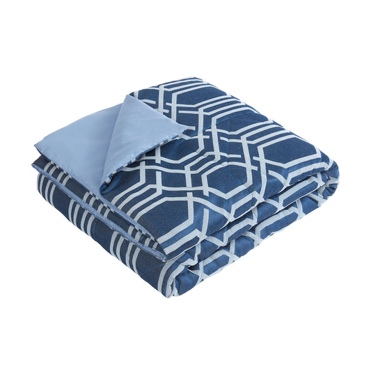 Navy Geometric Jacquard Throw (180cm x 150cm)