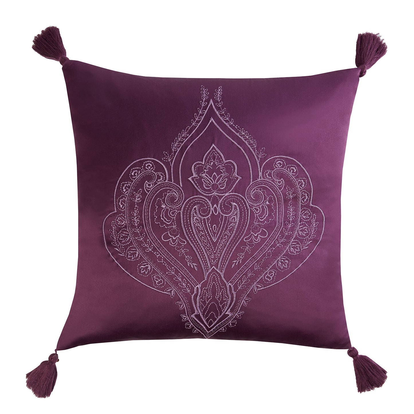 Regency Plum Embroidered Matt Satin Cushion (40cm x 40cm)