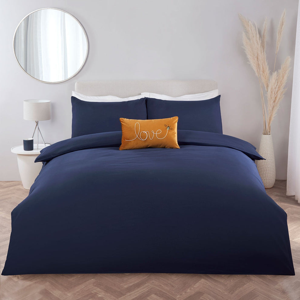 Navy Blue Super Soft Easycare Duvet Set Julian Charles Home