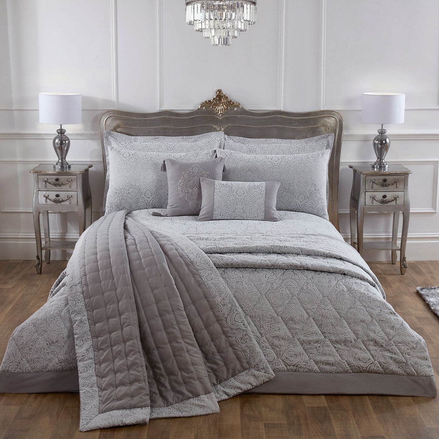 Windsor Silver Luxury Jacquard Duvet Cover