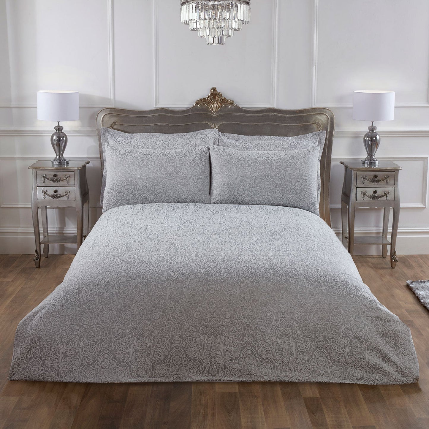 Windsor Silver Luxury Jacquard Duvet Cover