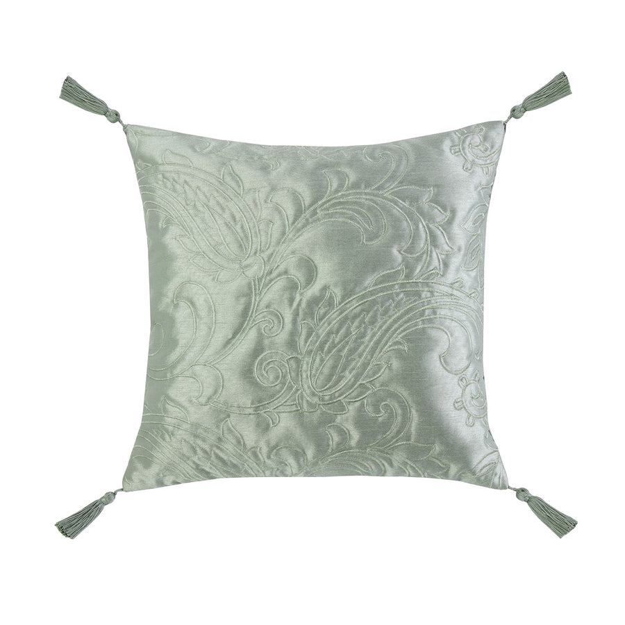Paisley Soft Green Jacquard Square Cushion (45cm x 45cm)