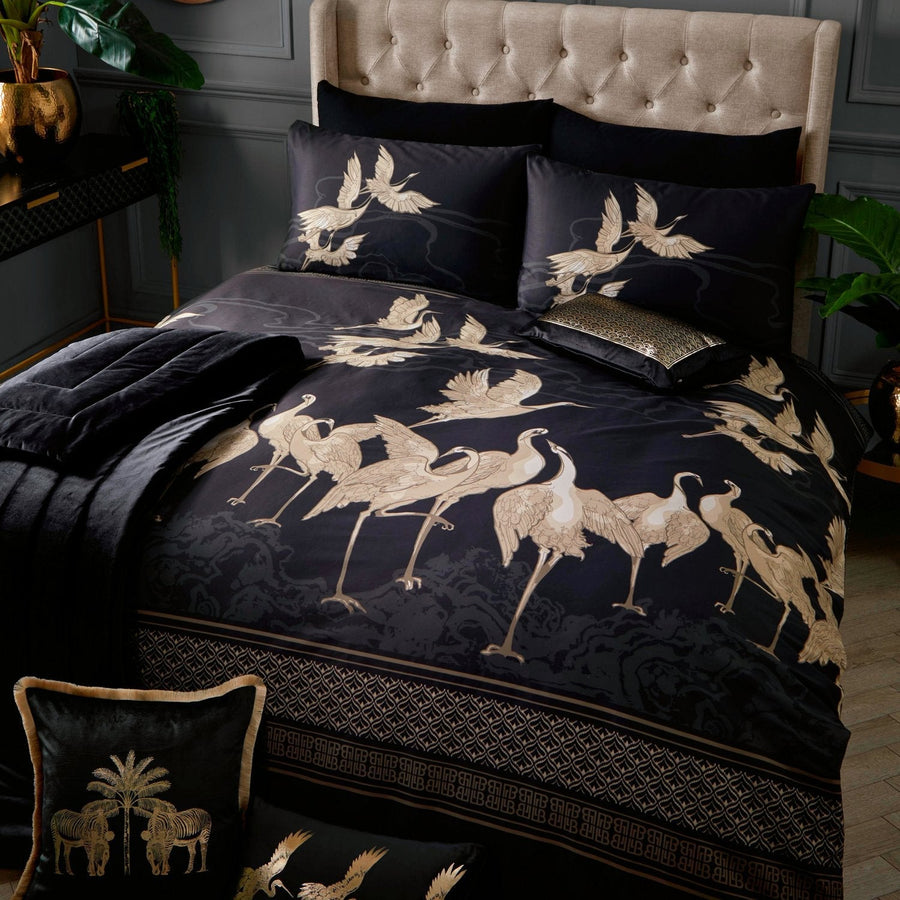 Laurence Llewelyn-Bowen Kireina Black/Gold 100% Cotton Duvet Set