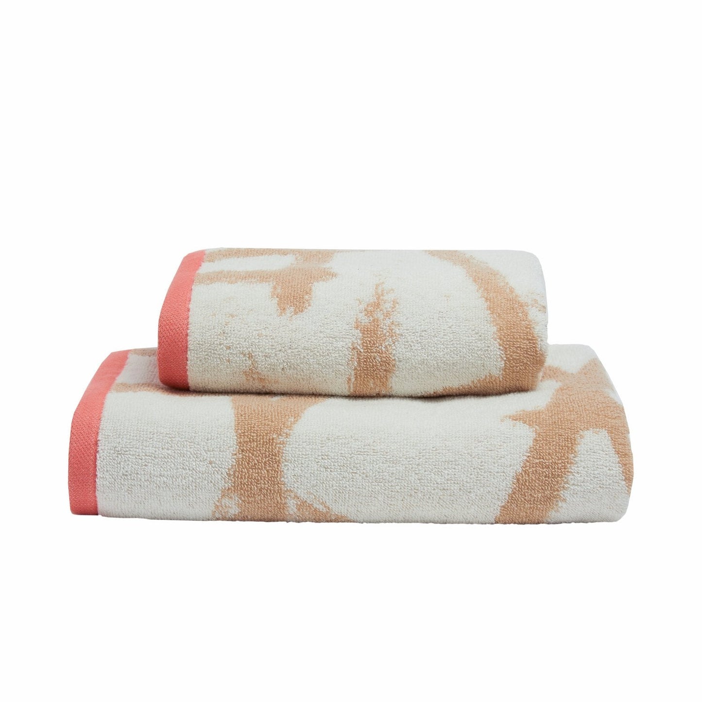 Leda Natural/Coral Geometric 550gsm Cotton Towels