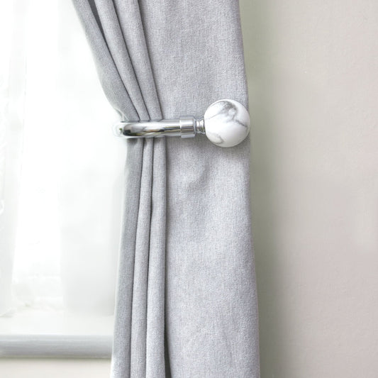 Brushed Silver Marble Curtain Holdbacks (Pair)