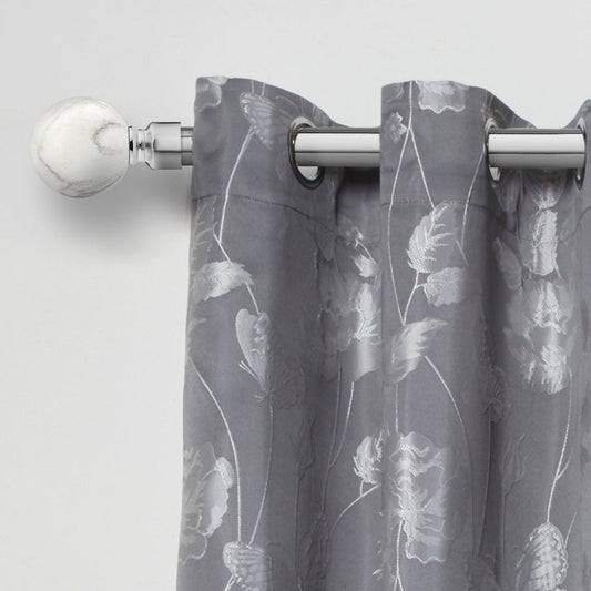 Brushed Silver Marble Extendable Curtain Pole