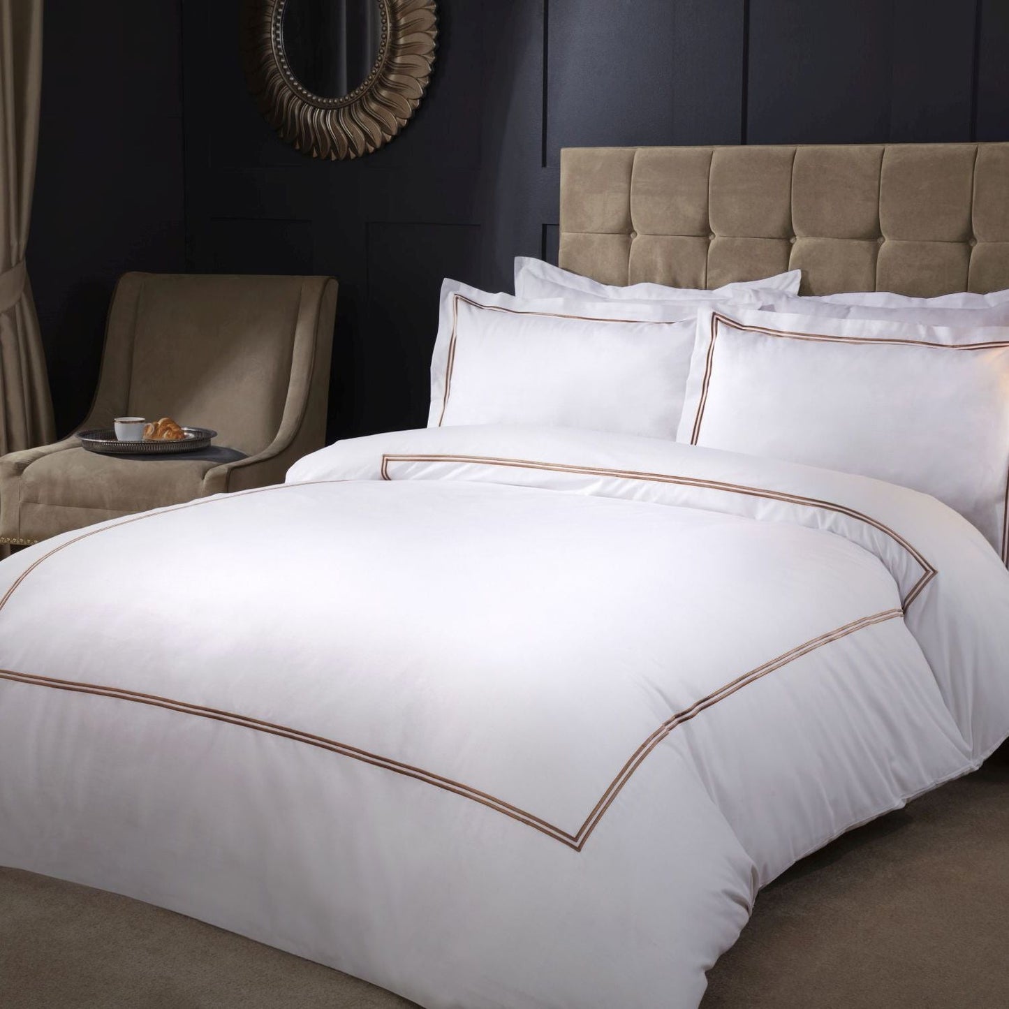 Mayfair Taupe Embroidered Duvet Set