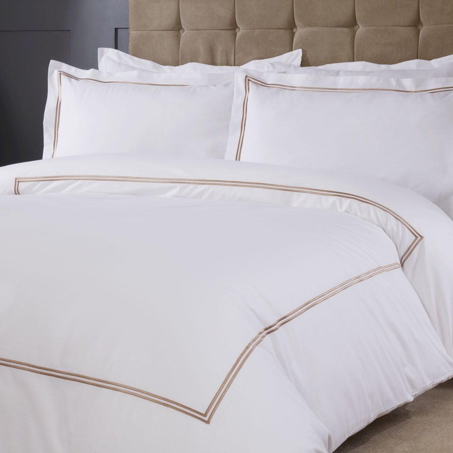 Mayfair Taupe Embroidered Duvet Set
