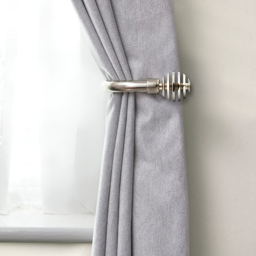 Brushed Silver Metal Sliced Curtain Holdbacks (Pair)