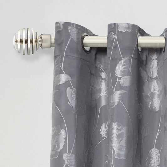Brushed Silver Metal Sliced Extendable Curtain Pole