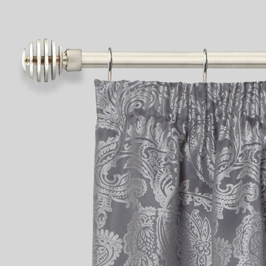 Brushed Silver Metal Sliced Extendable Curtain Pole with Rings