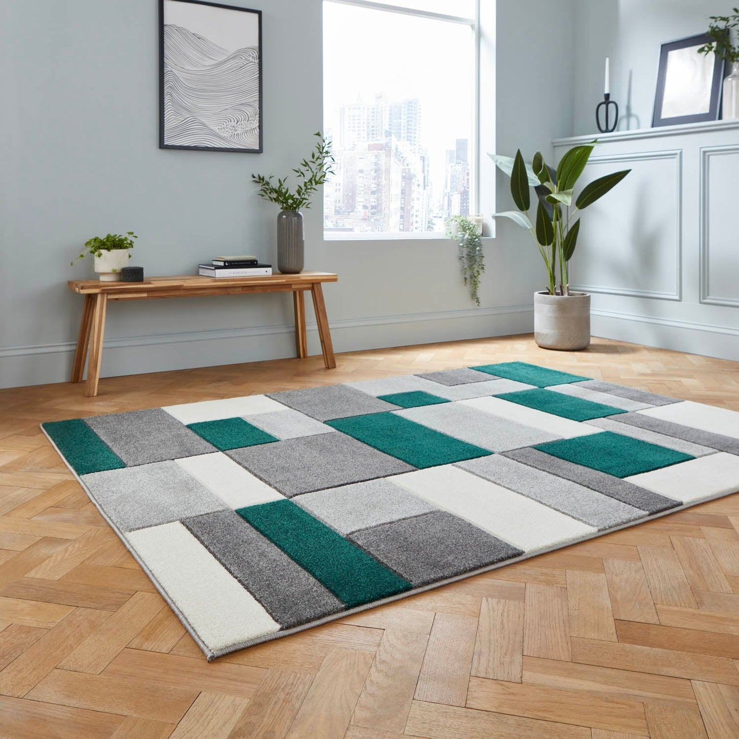 Matrix MT61 Grey/Green Rug